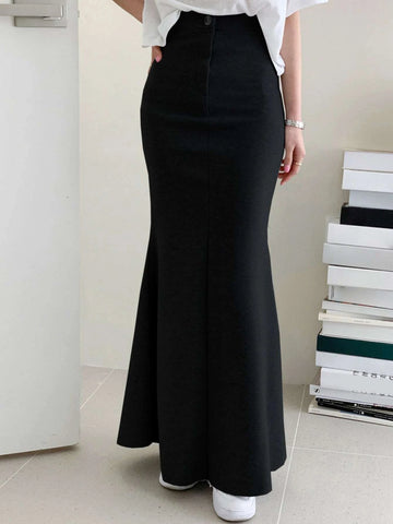 DAZY Solid Mermaid Hem Skirt