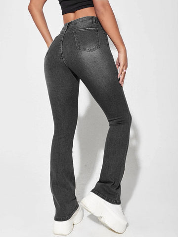 Slant Pocket Flare Leg Jeans