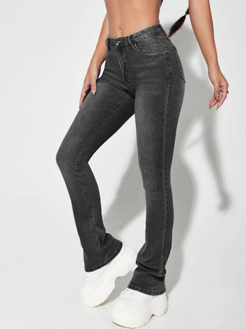 Slant Pocket Flare Leg Jeans