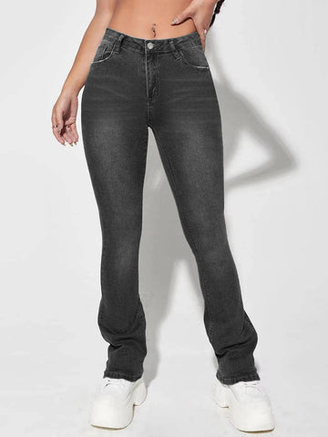 Slant Pocket Flare Leg Jeans