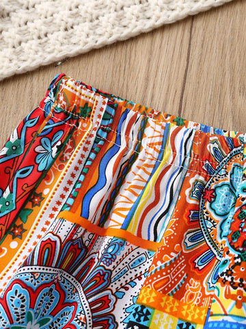 Baby Scarf And Floral Print Jogger Pants