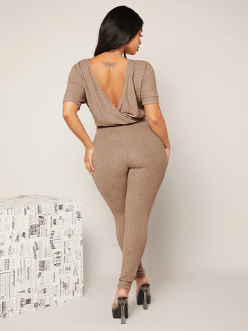 SXY Backless Drawstring Front Jumpsuit