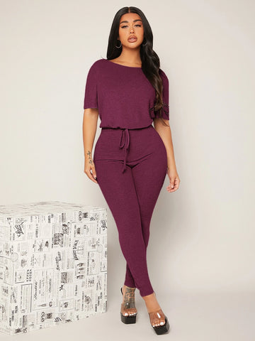 SXY Backless Drawstring Front Jumpsuit