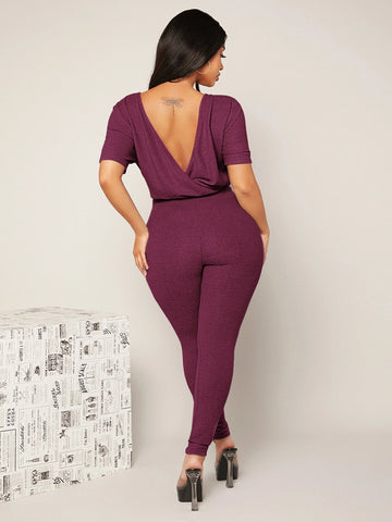 SXY Backless Drawstring Front Jumpsuit