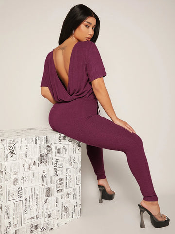 SXY Backless Drawstring Front Jumpsuit
