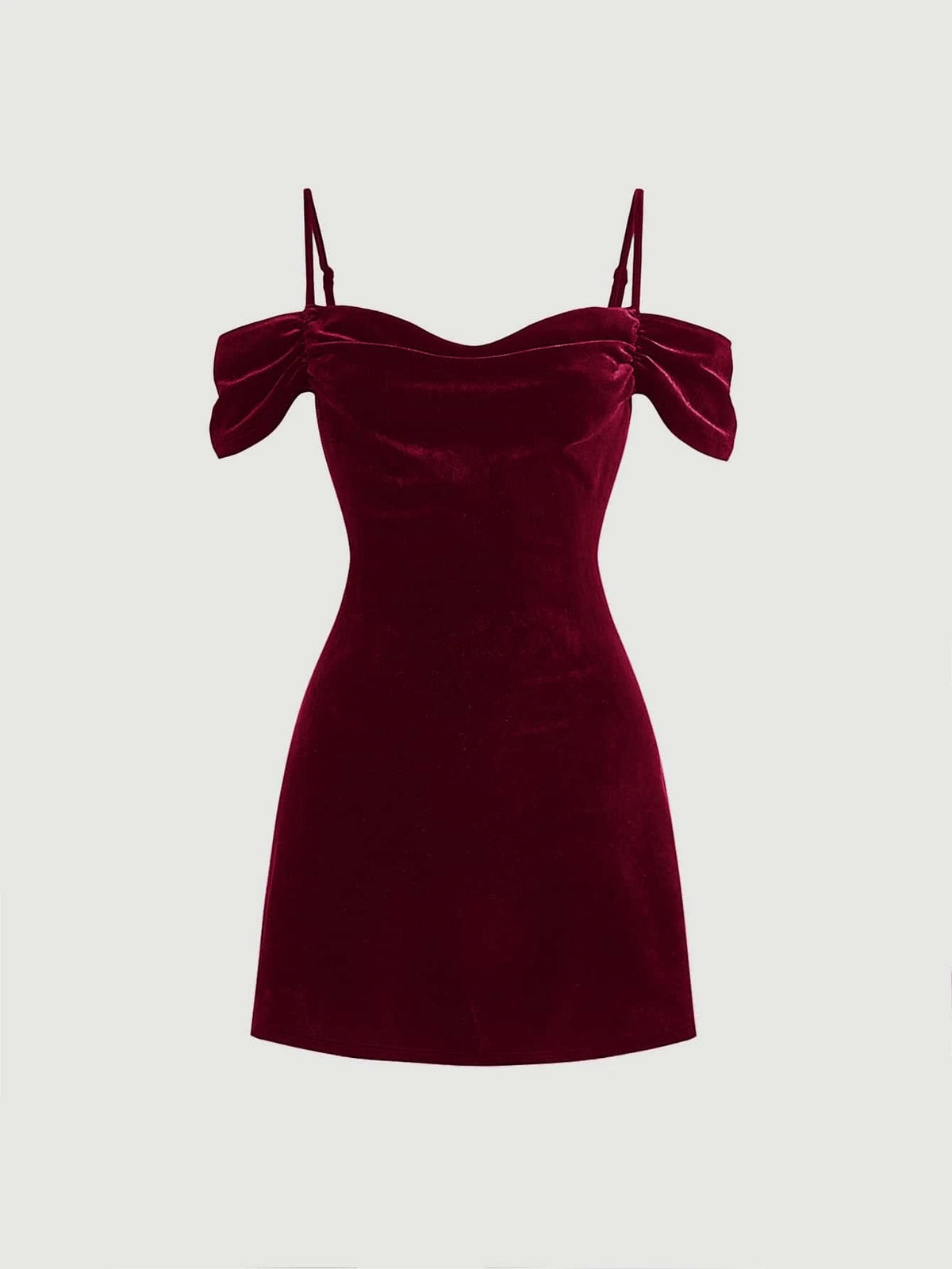 MOD Cold Shoulder Ruched Velvet Dress