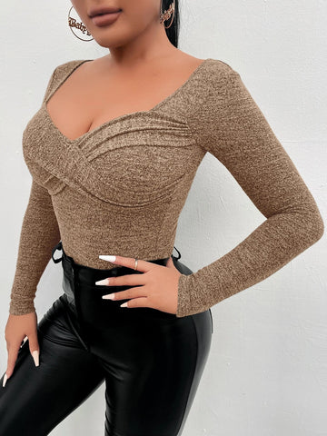 SXY Sweetheart Neck Wrap Cross Tee