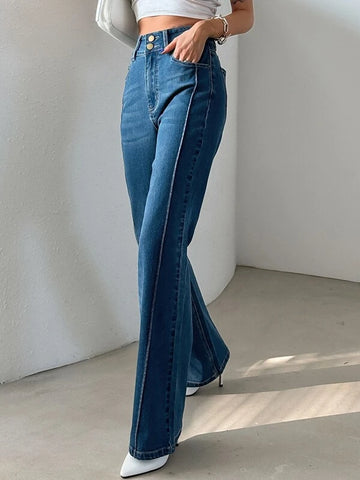 DAZY Top-stitching Flare Leg Jeans