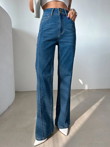 DAZY Top-stitching Flare Leg Jeans