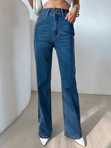 DAZY Top-stitching Flare Leg Jeans