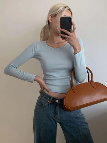 DAZY Solid Round Neck Tee