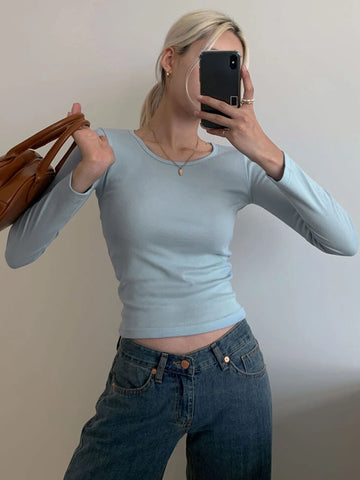 DAZY Solid Round Neck Tee