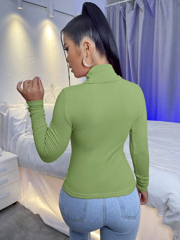 SXY High Neck Rib-knit Tee