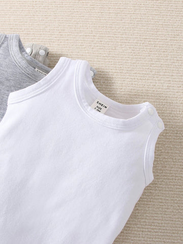 Newborn Baby 4pcs Solid Tank Bodysuit