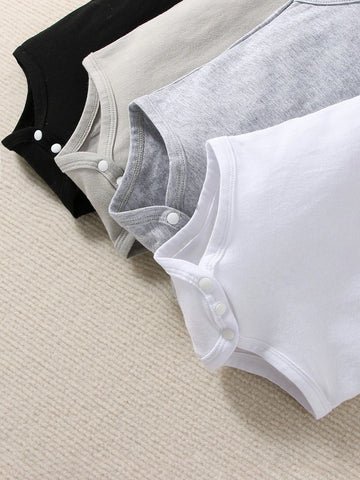 Newborn Baby 4pcs Solid Tank Bodysuit