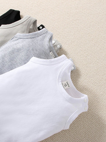 Newborn Baby 4pcs Solid Tank Bodysuit