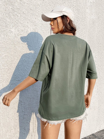 Letter Graphic Drop Shoulder Tee