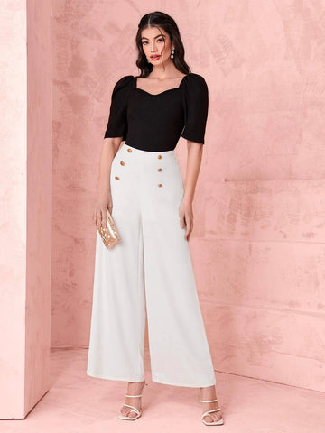 Sweetheart Neck Puff Sleeve Tee