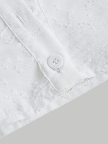 MOD Frill Trim Tie Neck Puff Sleeve Crop Blouse