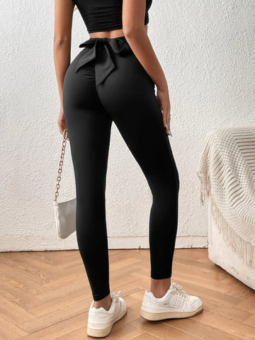 Solid Tie Back Leggings