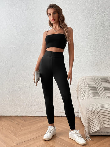 Solid Tie Back Leggings