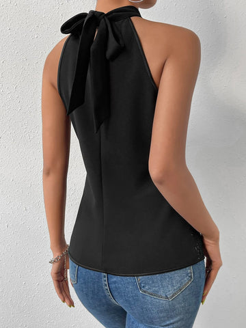 Tie Back Halter Neck Sequins Blouse