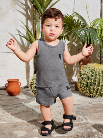 Baby Letter Graphic Tank Top & Track Shorts