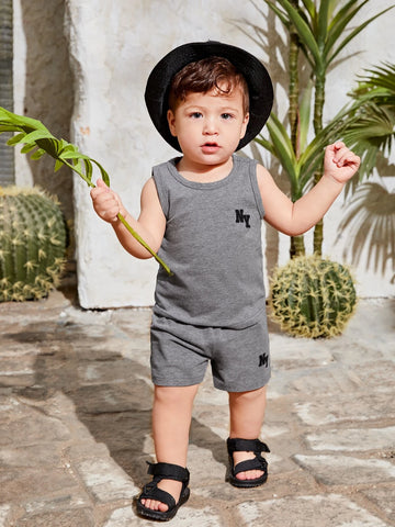 Baby Letter Graphic Tank Top & Track Shorts