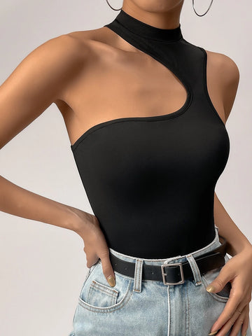 Mock Neck Cut Out Tank Bodysuit