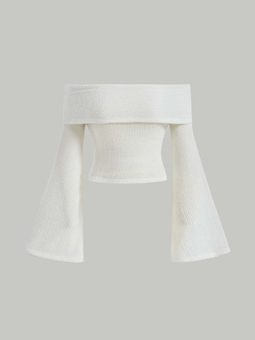 MOD Off Shoulder Bell Sleeve Foldover Front Tee