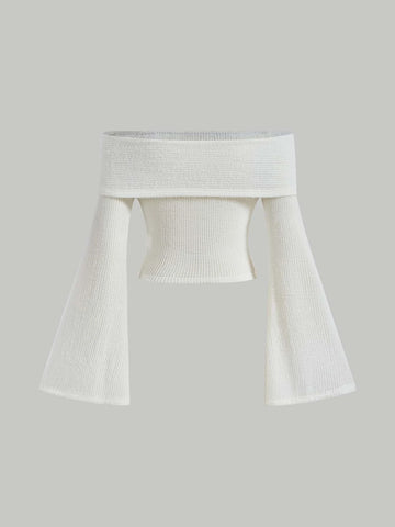 MOD Off Shoulder Bell Sleeve Foldover Front Tee