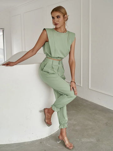 Sollinarry Shoulder Pad Tank Top & Carrot Pants