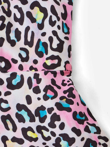 Baby One Shoulder Top & Leopard Print Flare Leg Pants