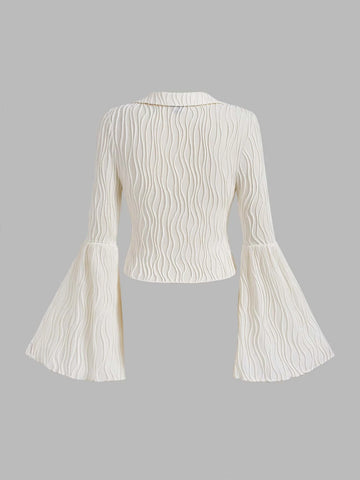 MOD Flounce Sleeve Button Front Tee