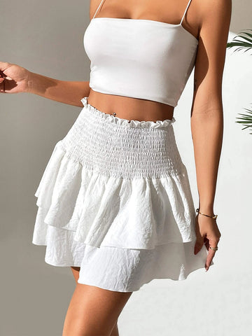 High Waist Ruffle Hem Skirt