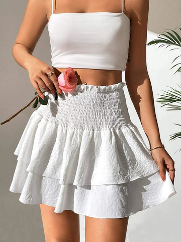 High Waist Ruffle Hem Skirt