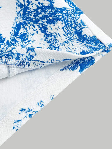 MOD Figure and Plants Print Lace Up Tank Top & Bodycon Skirt