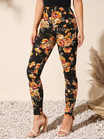 EMERY ROSE Floral Print High Waist Leggings