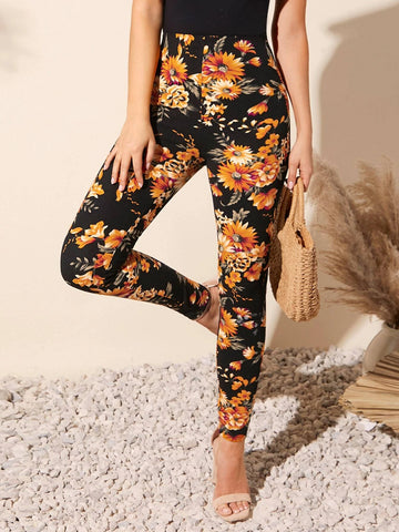 EMERY ROSE Floral Print High Waist Leggings