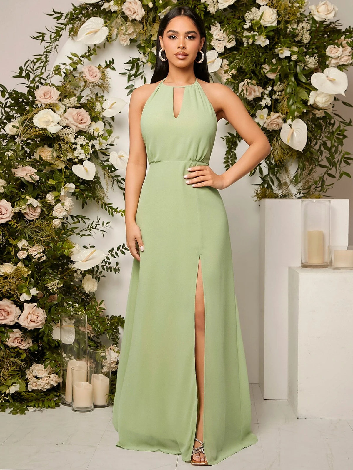 Belle Keyhole Neck Split Thigh Bridesmaid Dress