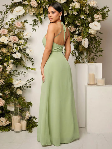 Belle Keyhole Neck Split Thigh Bridesmaid Dress
