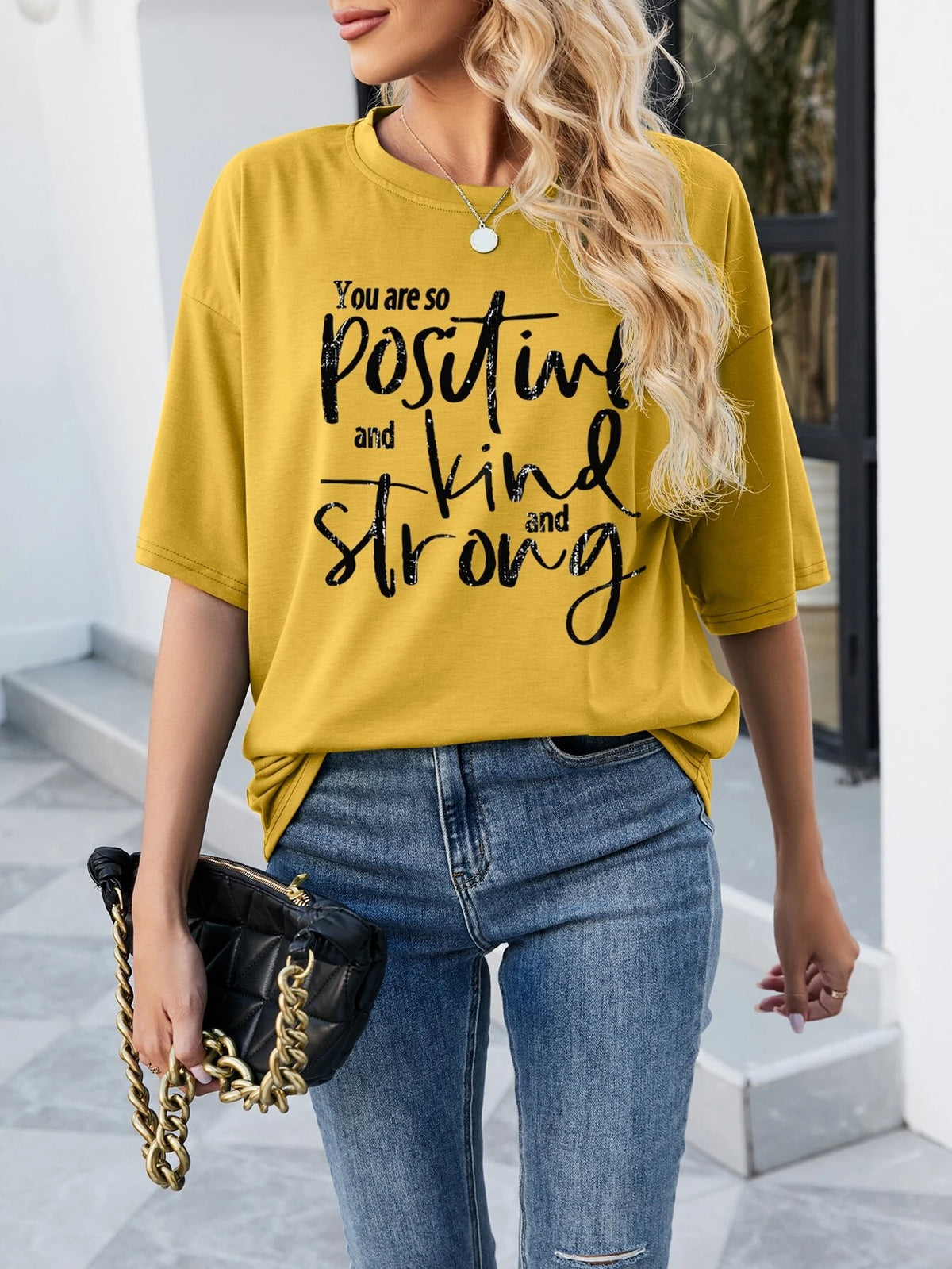 Slogan Graphic Drop Shoulder Tee