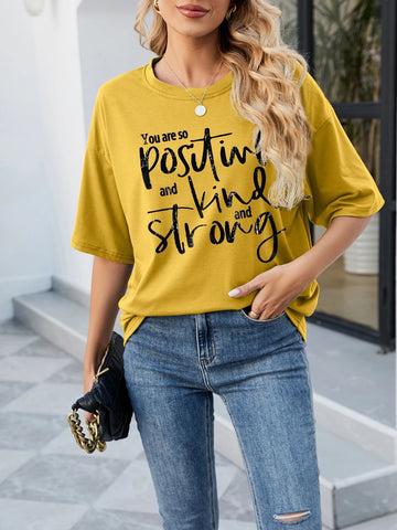 Slogan Graphic Drop Shoulder Tee
