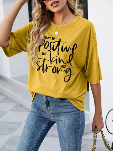 Slogan Graphic Drop Shoulder Tee