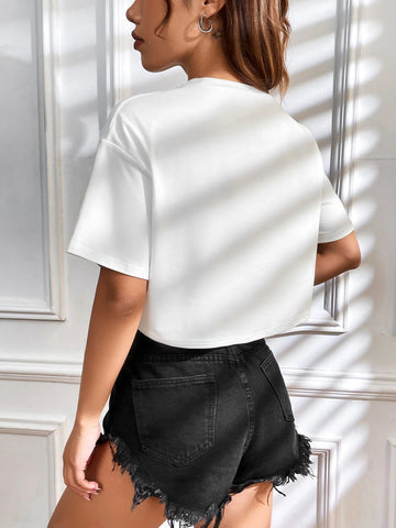 EZwear Solid Drop Shoulder Tee
