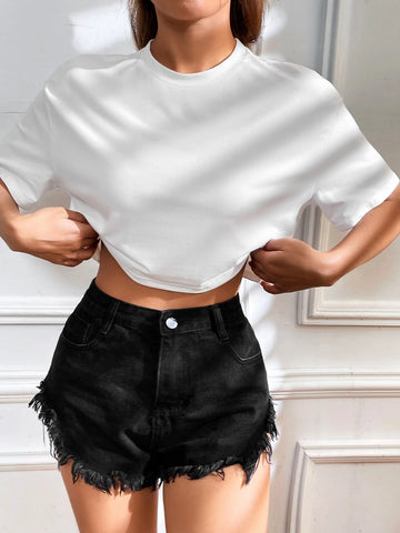 EZwear Solid Drop Shoulder Tee