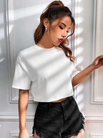 EZwear Solid Drop Shoulder Tee