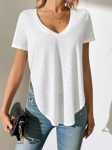 Solid V Neck Tee