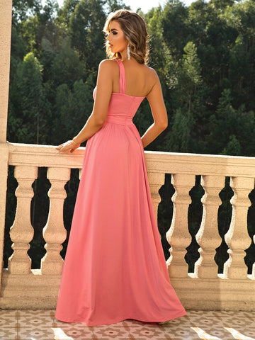 Joyfunear One Shoulder Split Thigh Dress