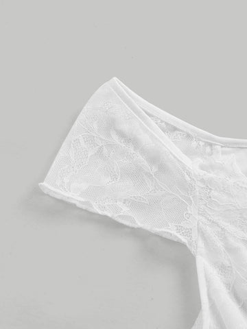 MOD Solid Lace Trim Tee